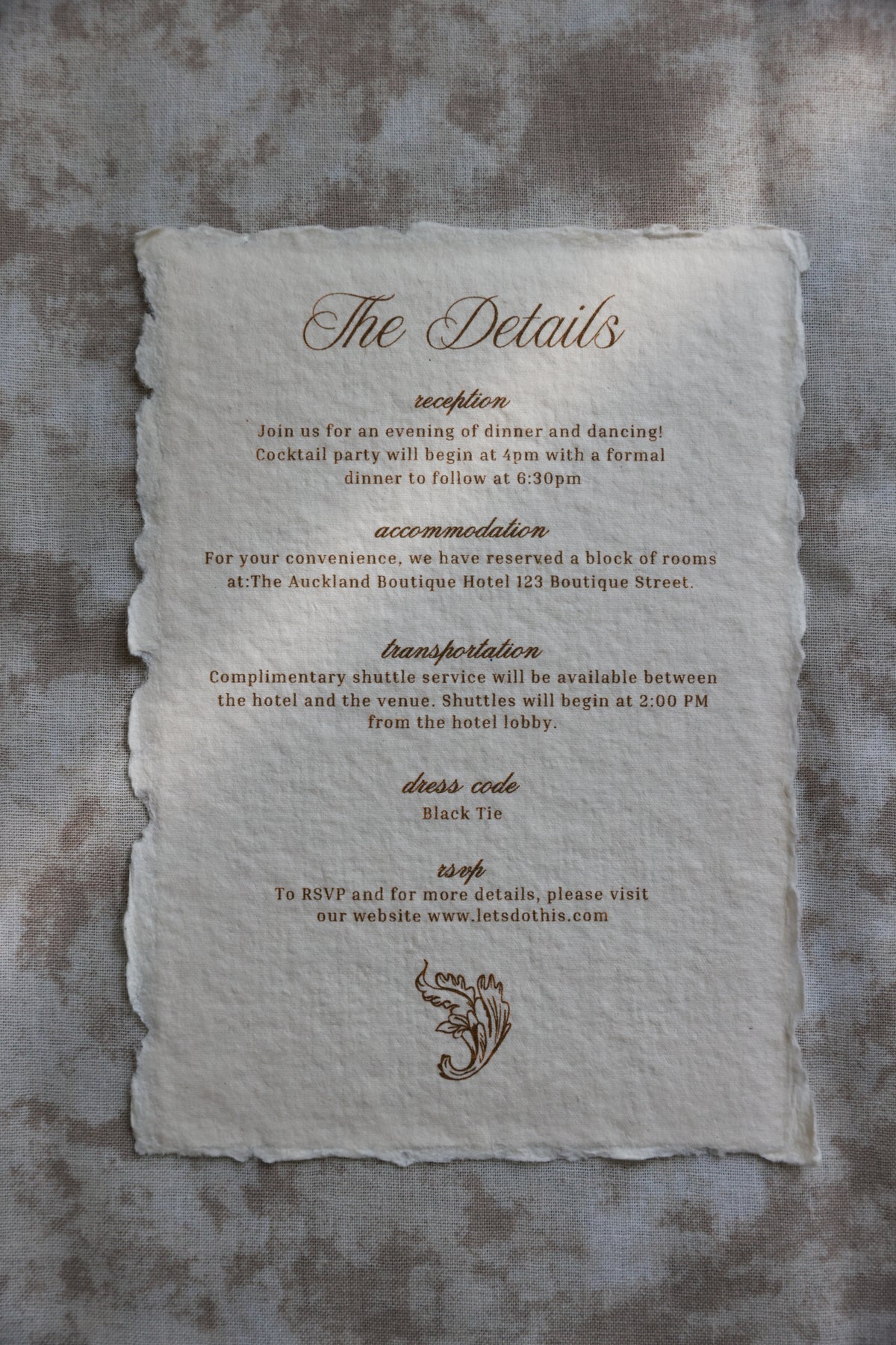 'Valentina' Handmade Paper Wedding Stationery Invitation