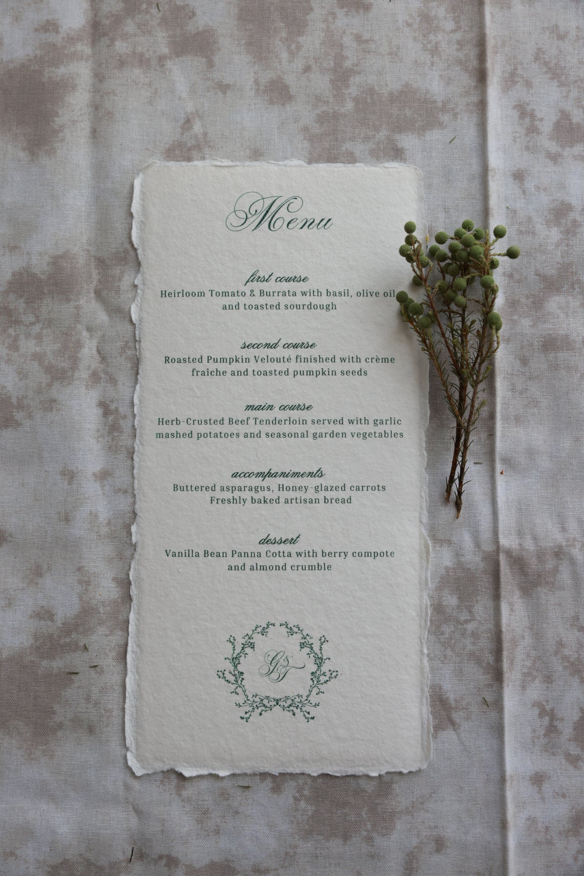'Gabriella' Handmade Paper Wedding Stationery Invitation