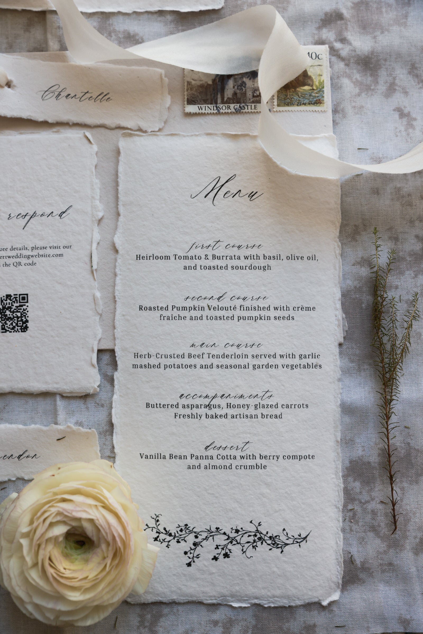 'Samantha' Handmade Paper Wedding Stationery Invitation