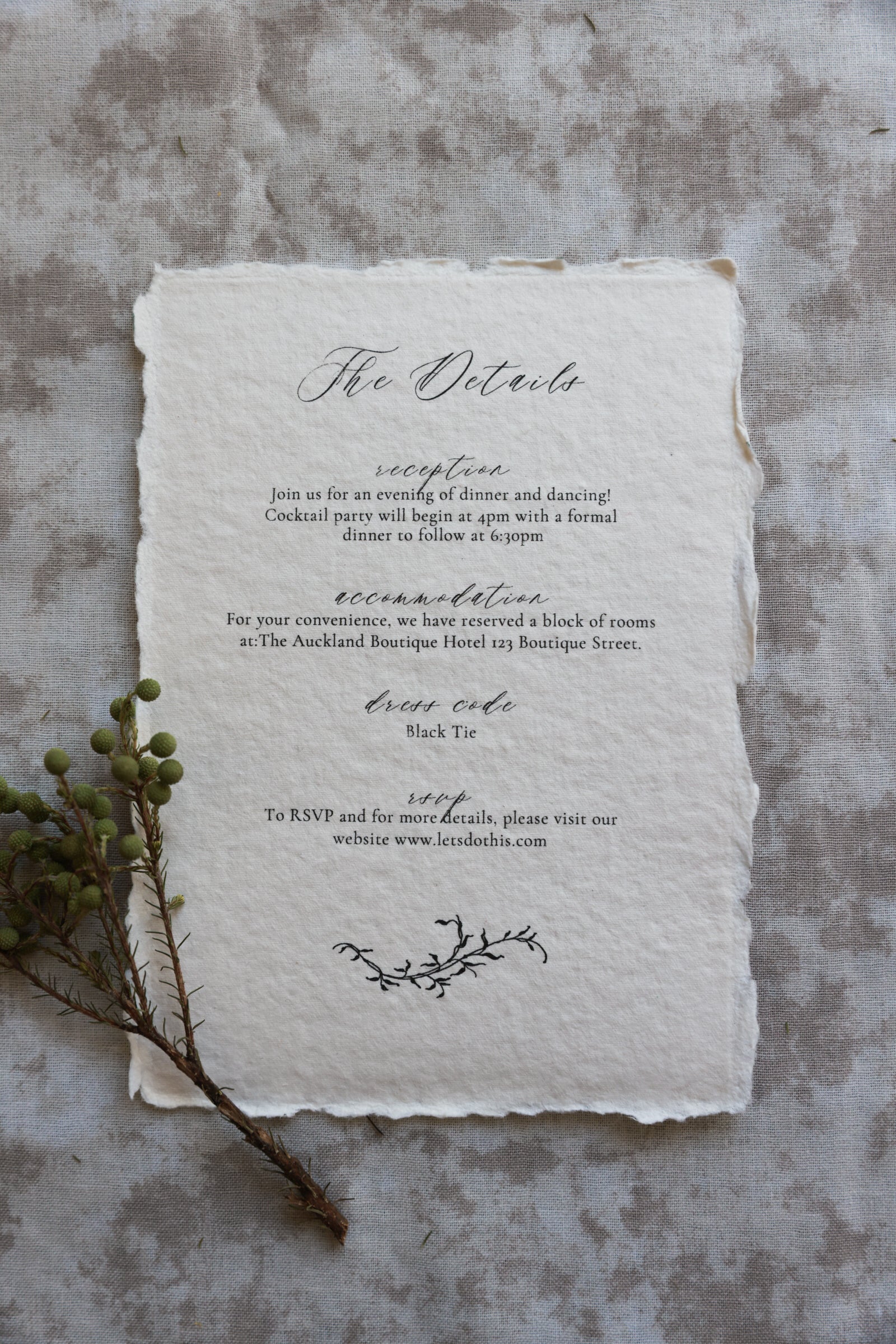'Samantha' Handmade Paper Wedding Stationery Invitation