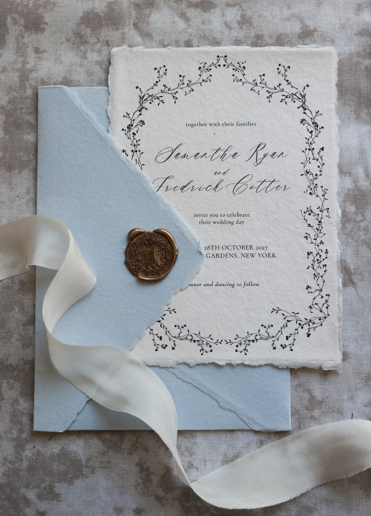 'Samantha' Handmade Paper Wedding Stationery Invitation