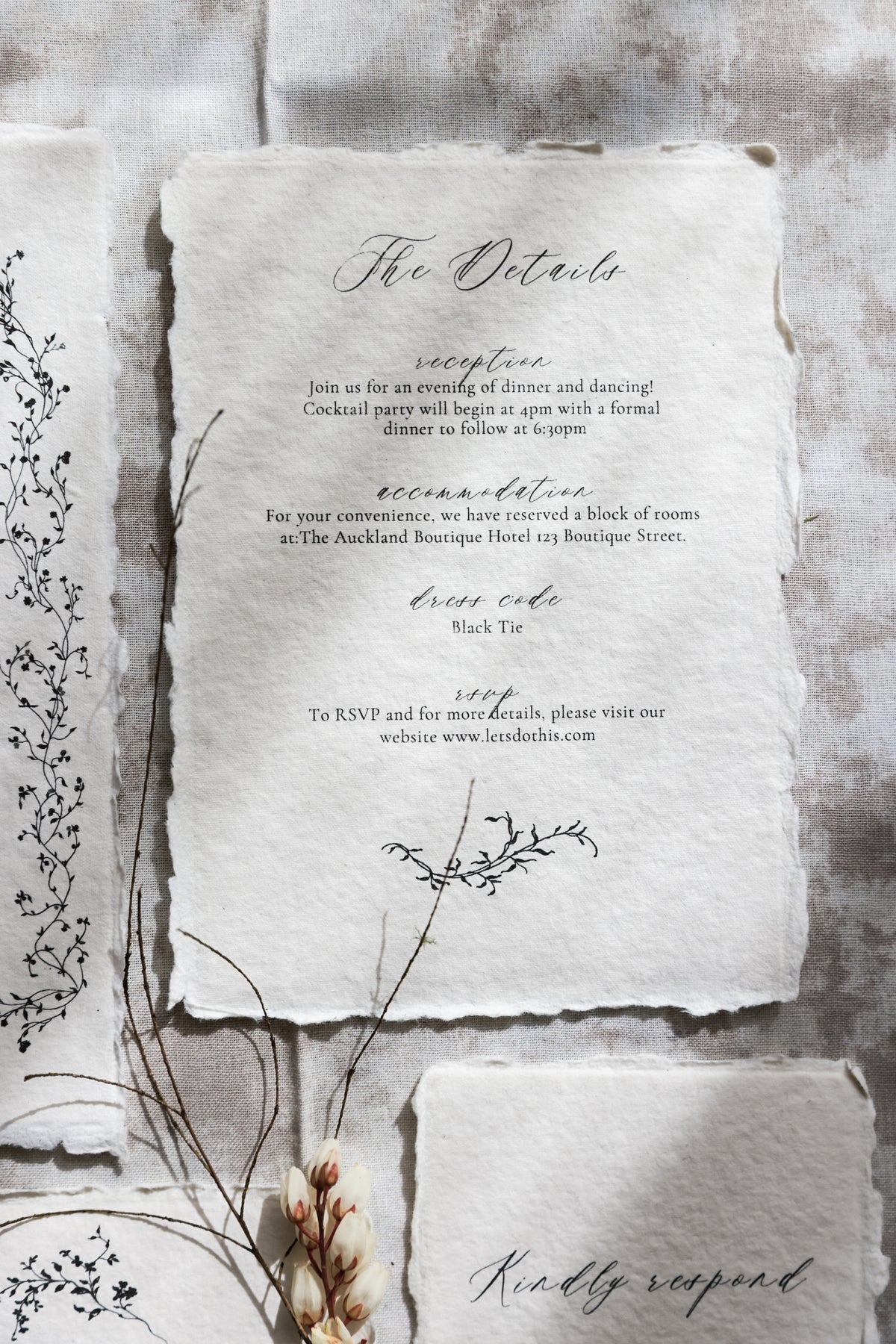 'Samantha' Handmade Paper Wedding Stationery Invitation