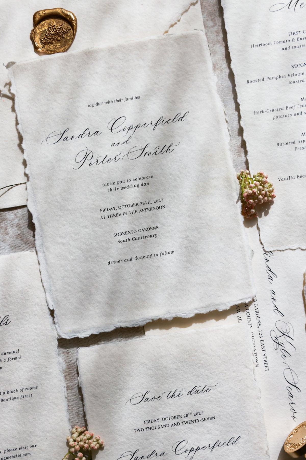'Sandra' Handmade Paper Wedding Invitation