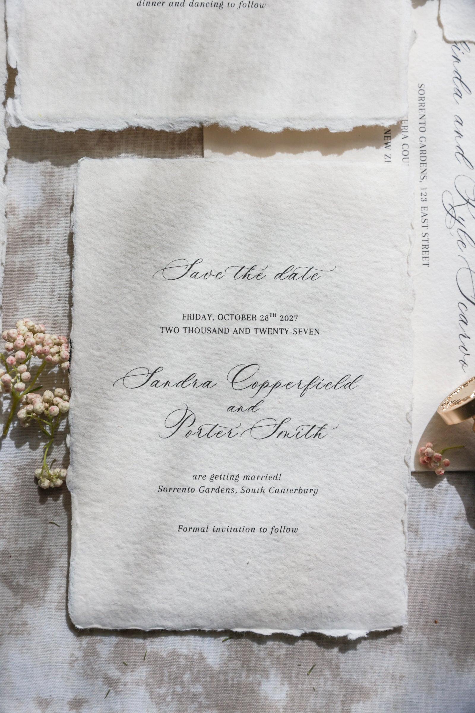 'Sandra' Handmade Paper Wedding Invitation