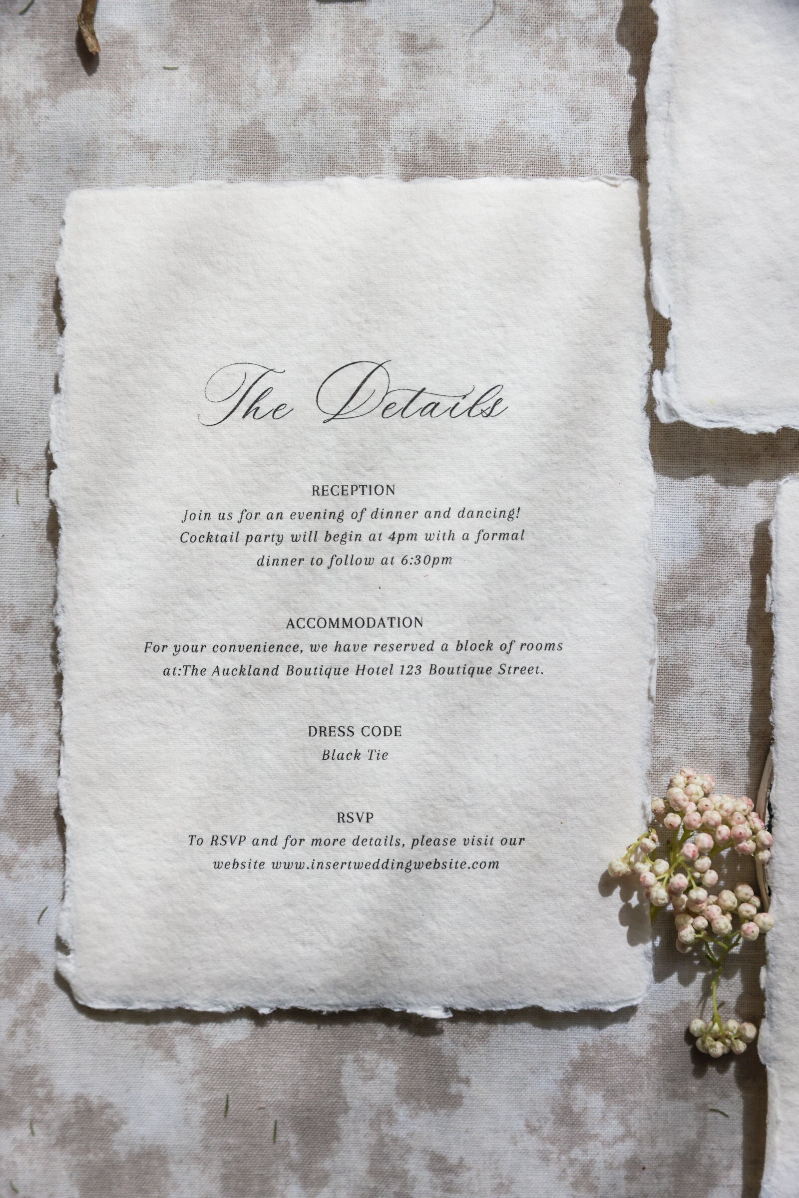 'Sandra' Handmade Paper Wedding Invitation
