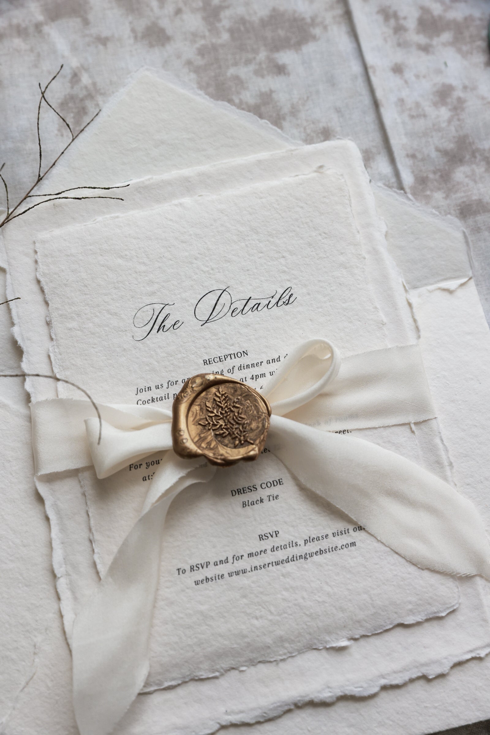 'Sandra' Handmade Paper Wedding Invitation