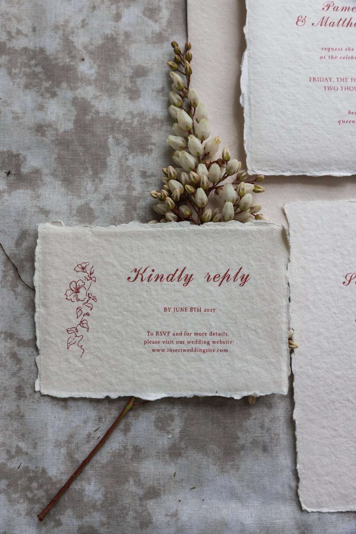 'Pamela' Handmade Paper Wedding Invitation