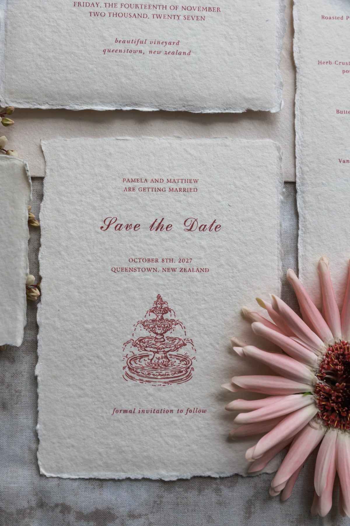'Pamela' Handmade Paper Wedding Invitation
