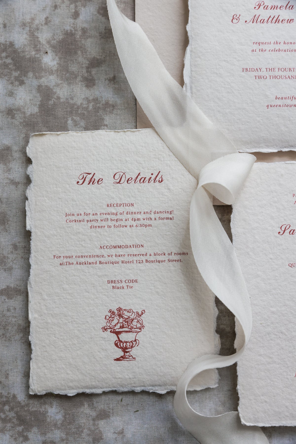 'Pamela' Handmade Paper Wedding Invitation