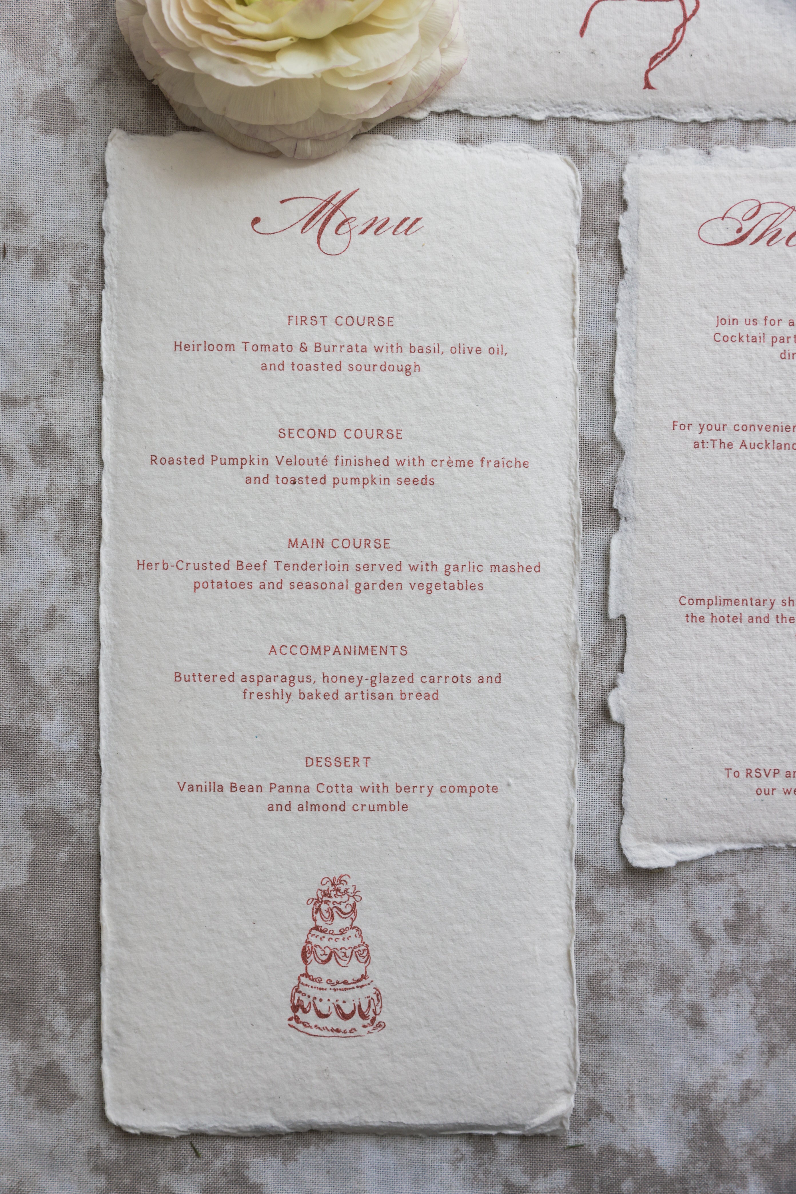 'Angelina' Handmade Paper Wedding Invitation