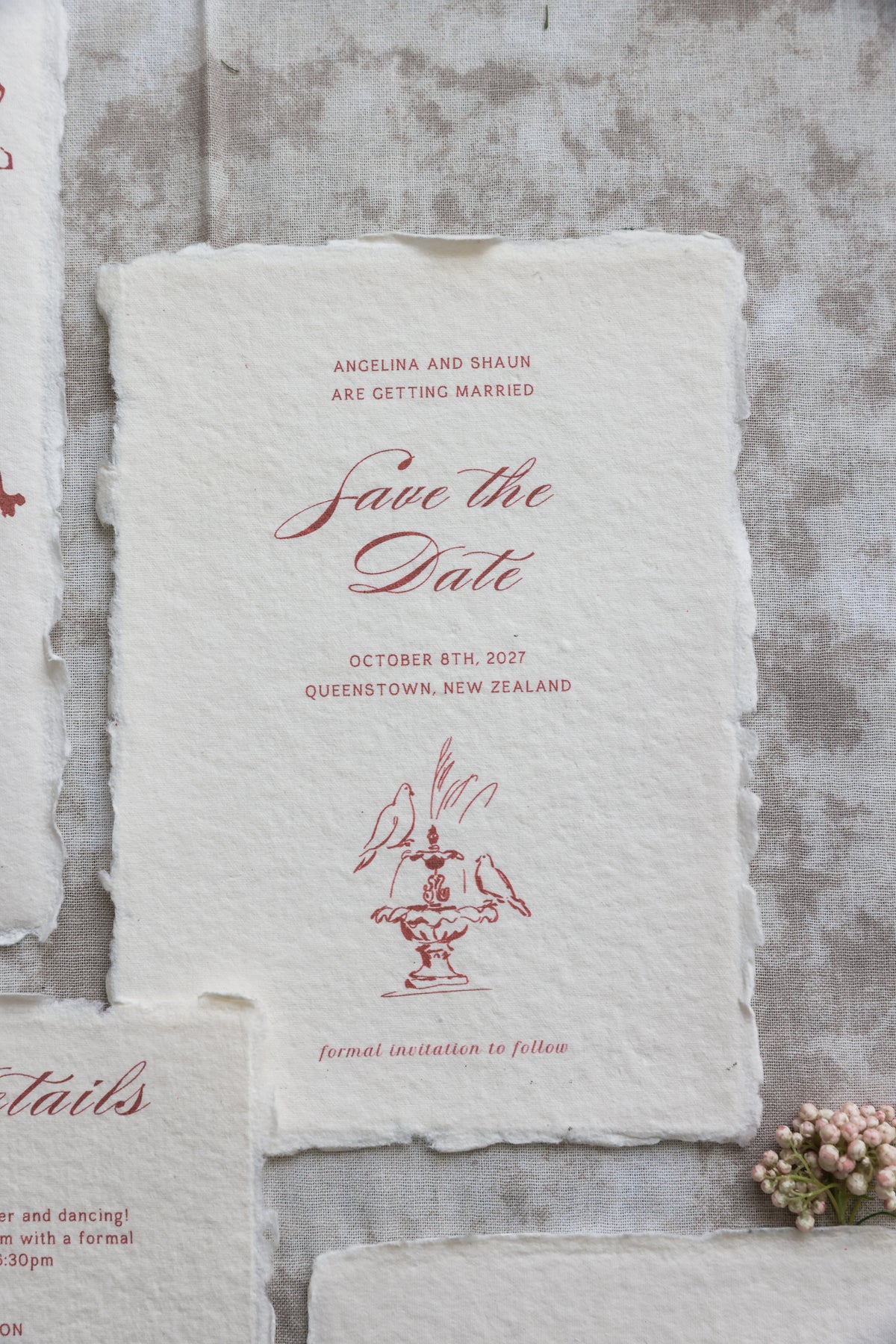 'Angelina' Handmade Paper Wedding Invitation