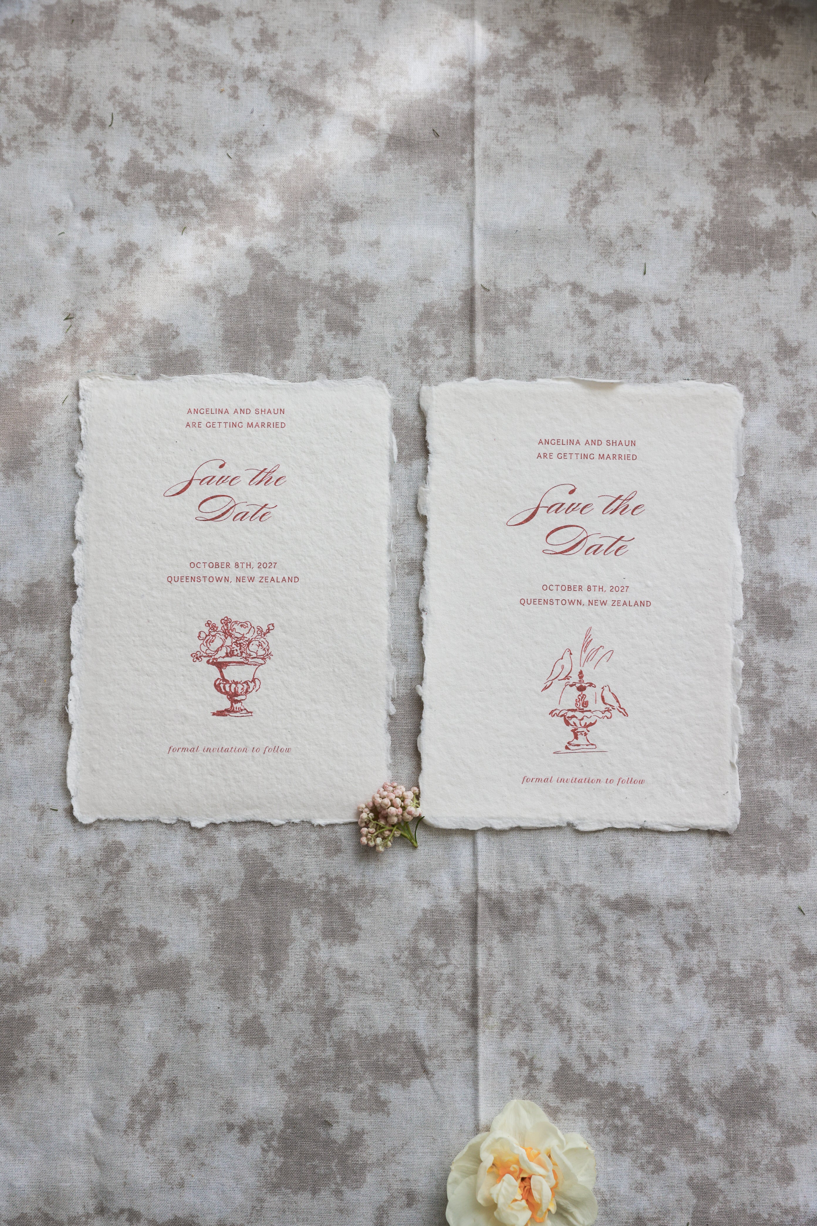 'Angelina' Handmade Paper Wedding Invitation