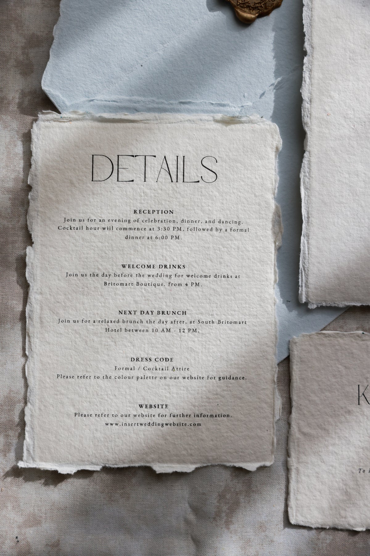 'Amelia' Handmade Paper Wedding Stationery Invitation Suite