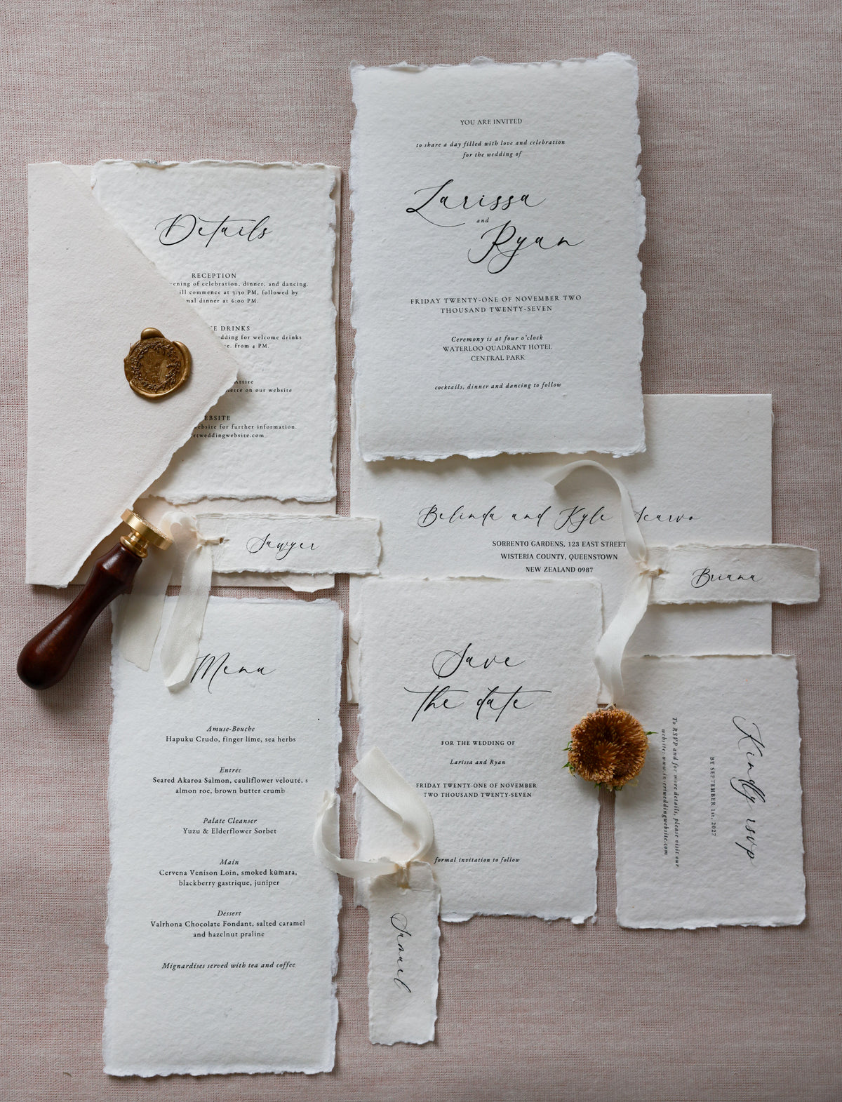'Larissa' Calligraphy Style Wedding Invitation
