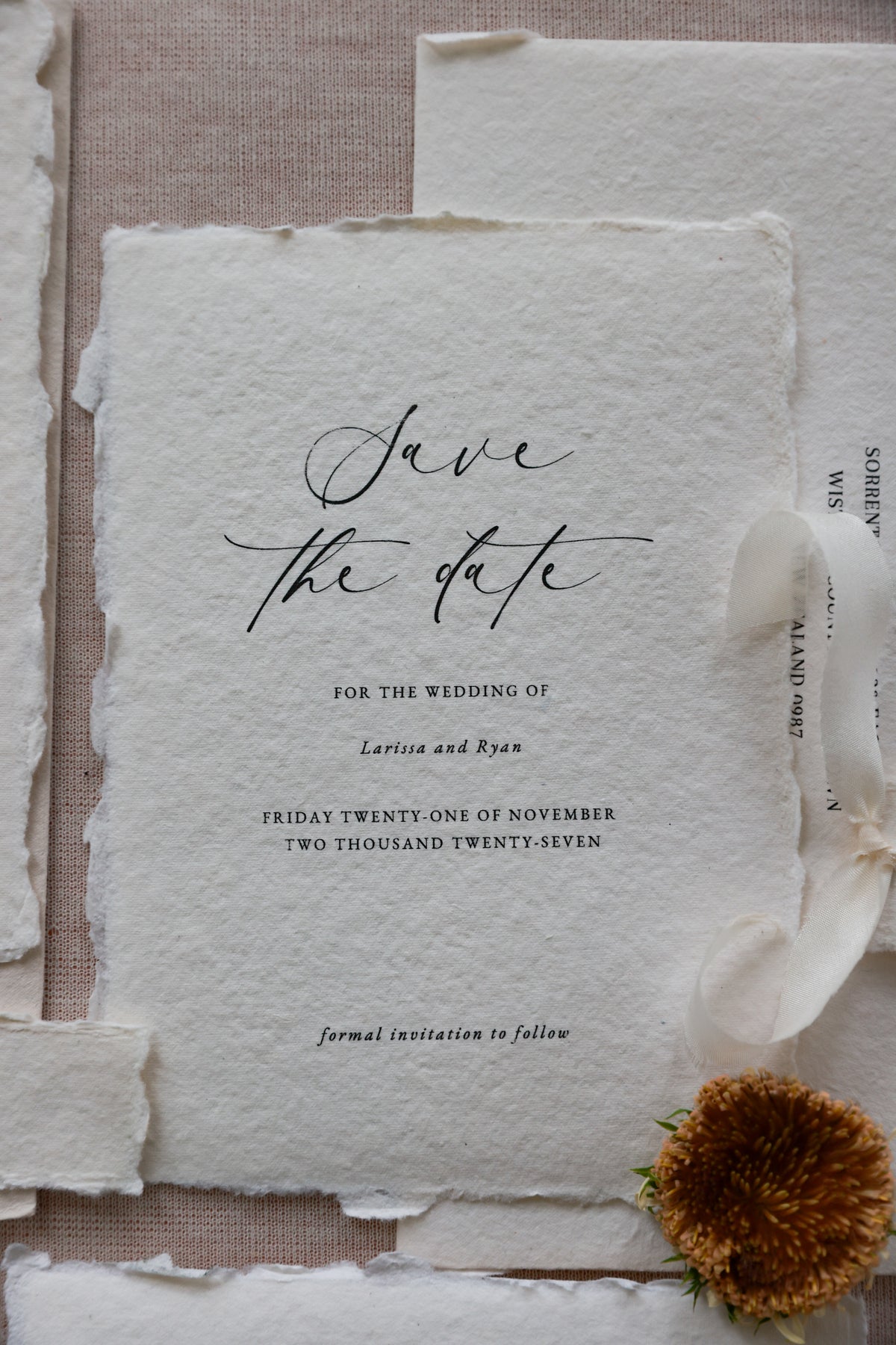 'Larissa' Calligraphy Style Wedding Invitation