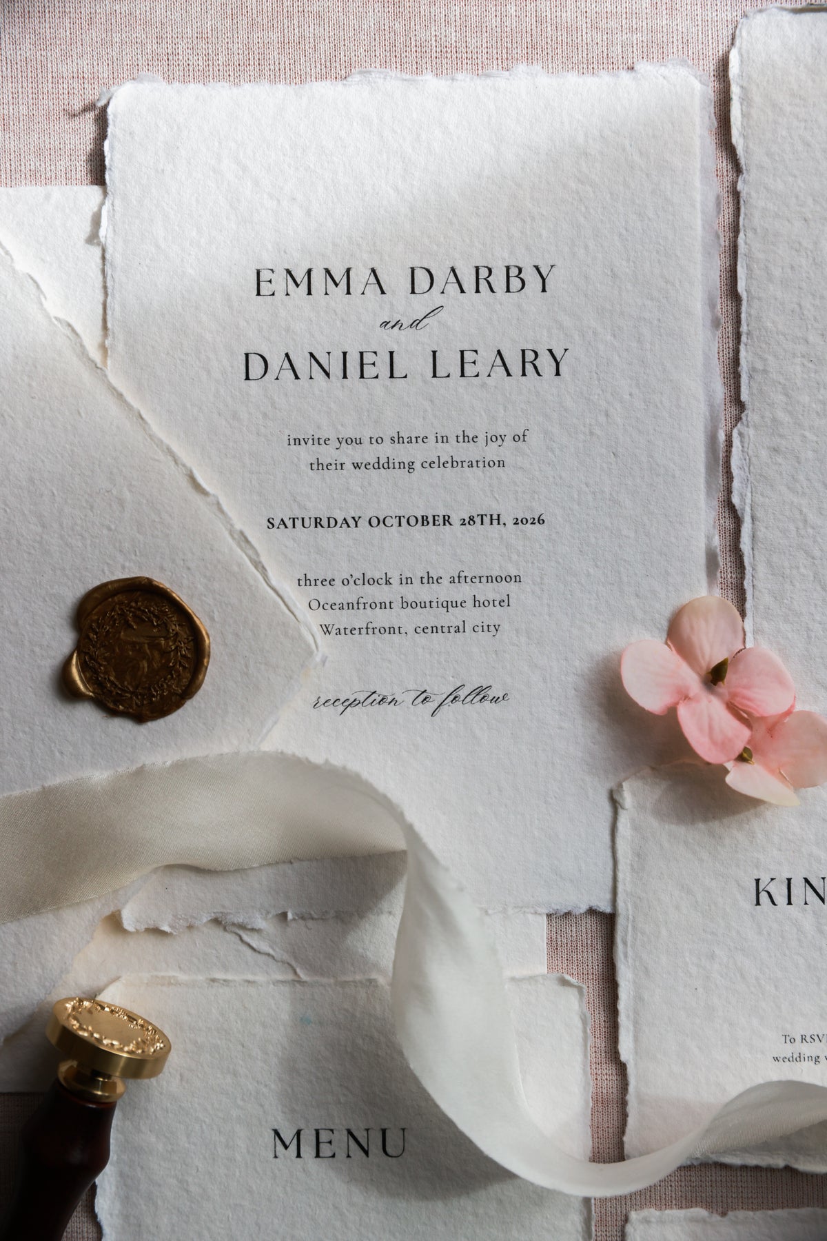 'Emma' Handmade Paper Wedding Stationery Invitation