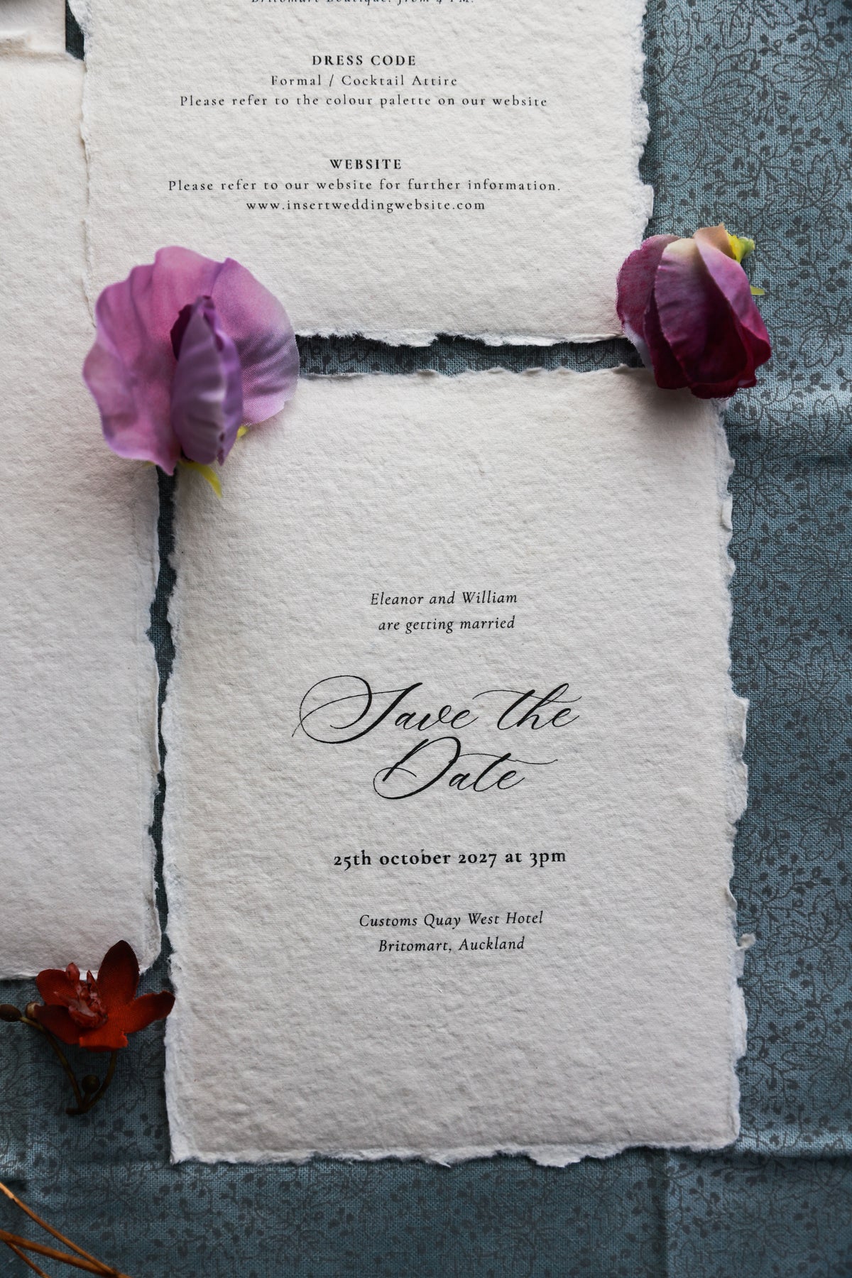 'Eleanor' Handmade Paper Wedding Stationery Invitation