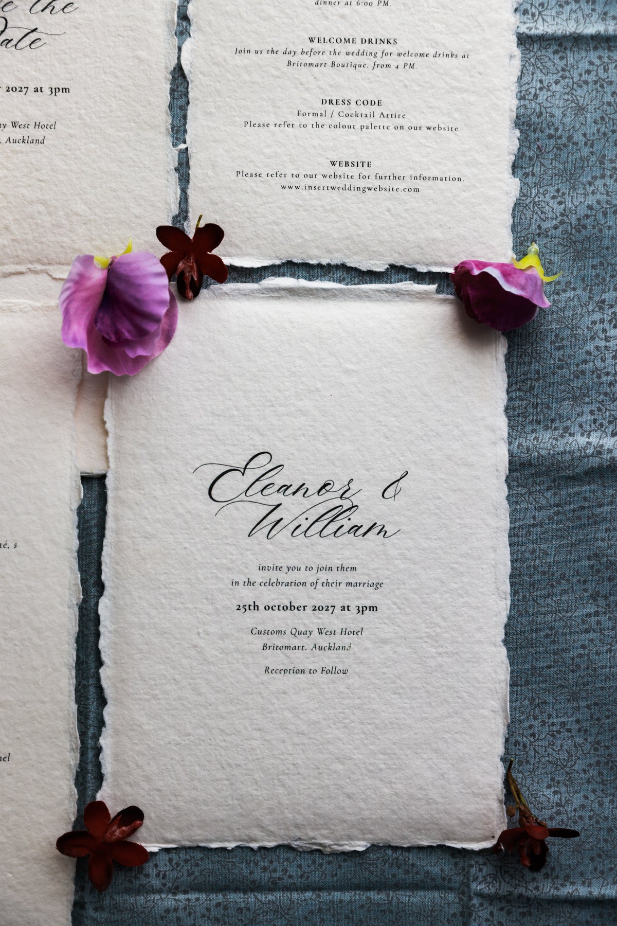 'Eleanor' Handmade Paper Wedding Stationery Invitation