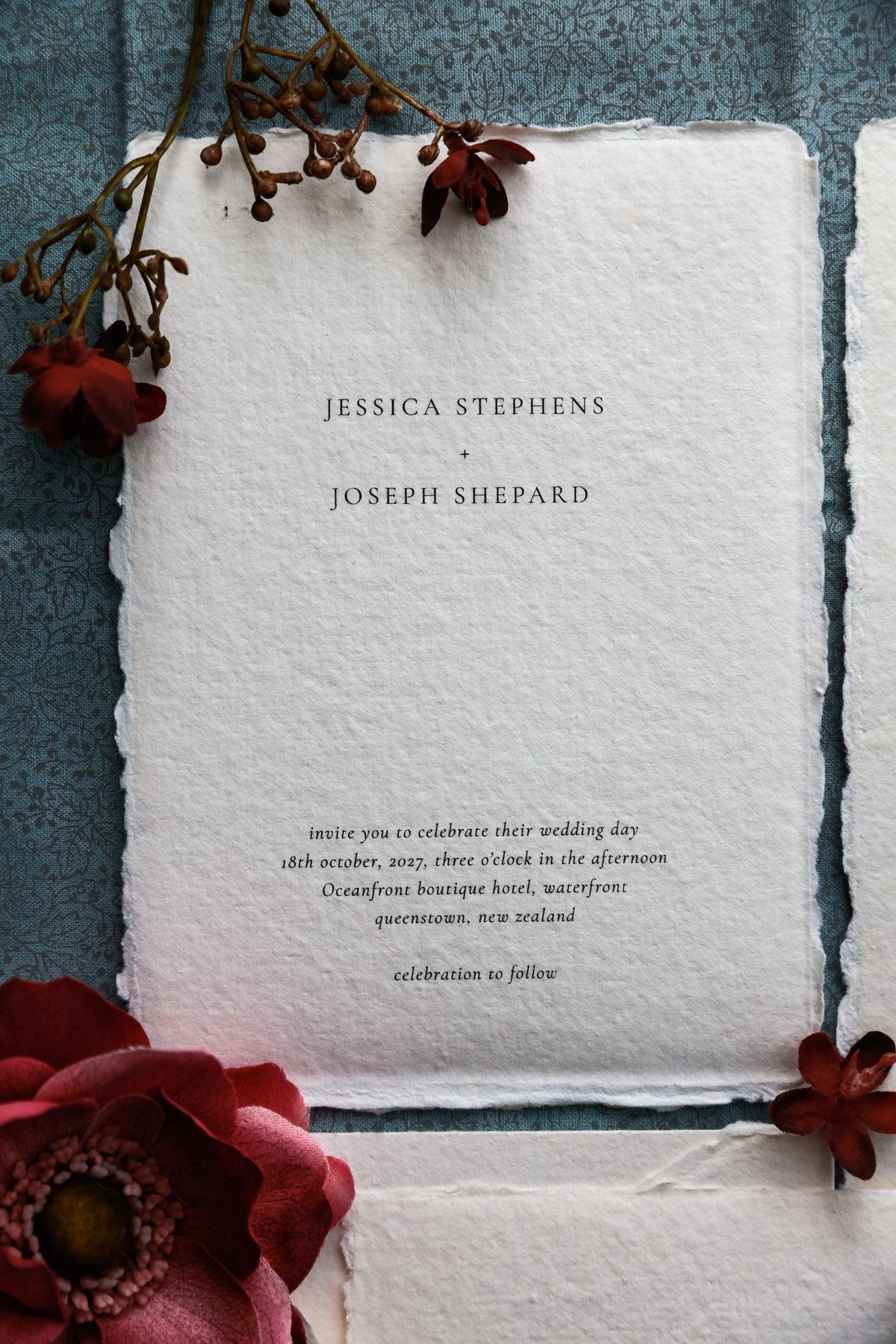 'Jessica' Handmade Paper Wedding Stationery Invitation