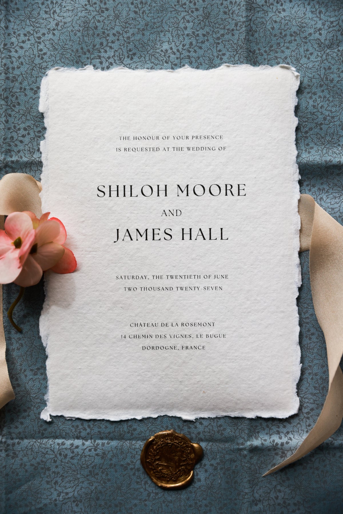 'Shiloh' Handmade Paper Wedding Stationery Invitation