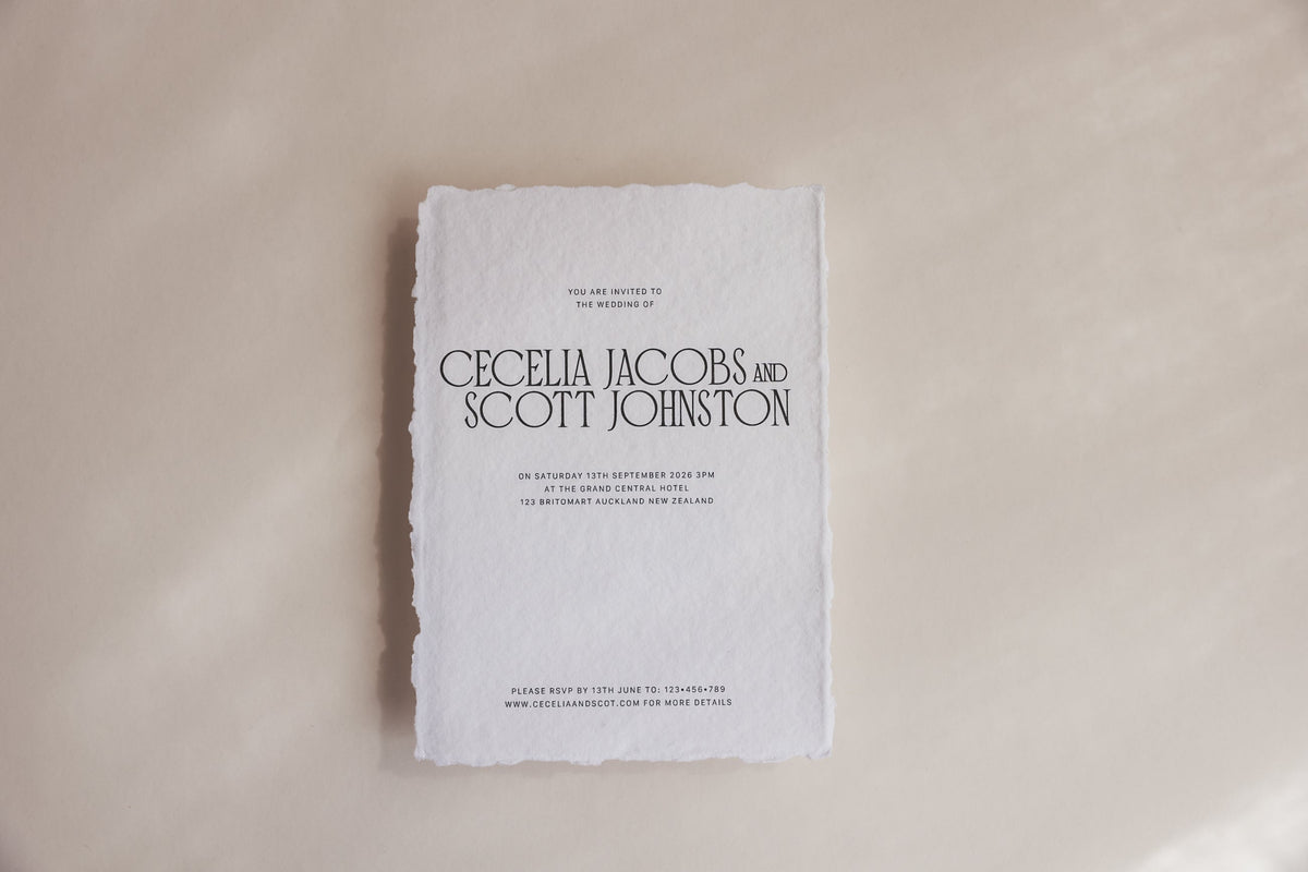 Cecelia handmade cotton rag paper wedding invitation suite