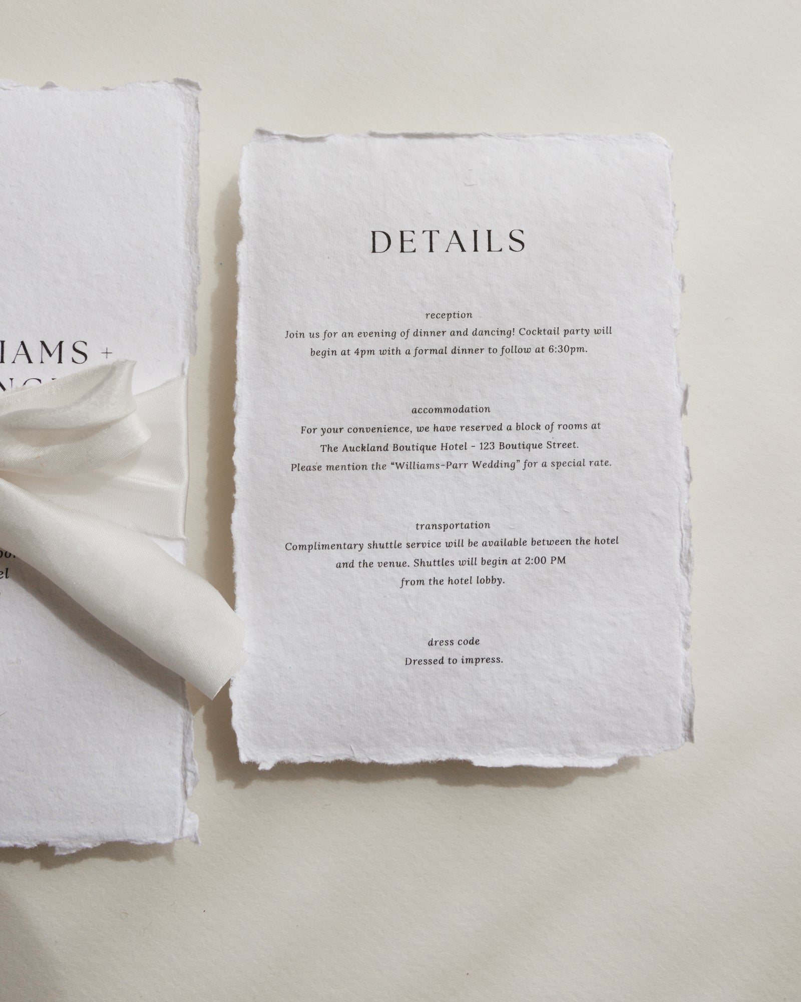'Dakota' Handmade Paper Wedding Stationery Invitation