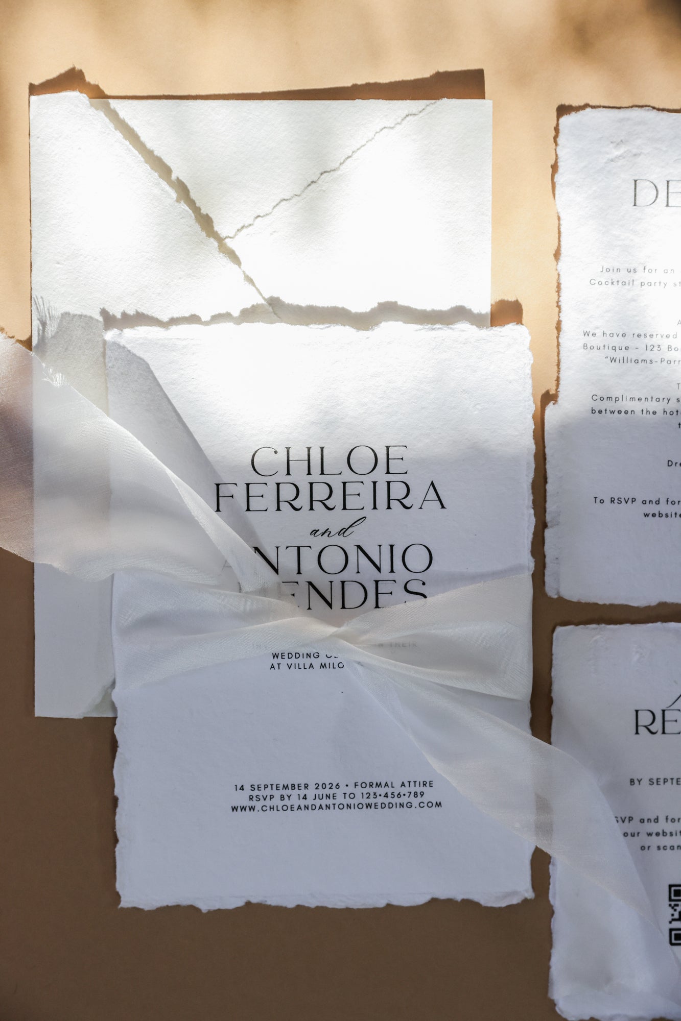 'Chloe' Handmade Paper Wedding Stationery Invitation