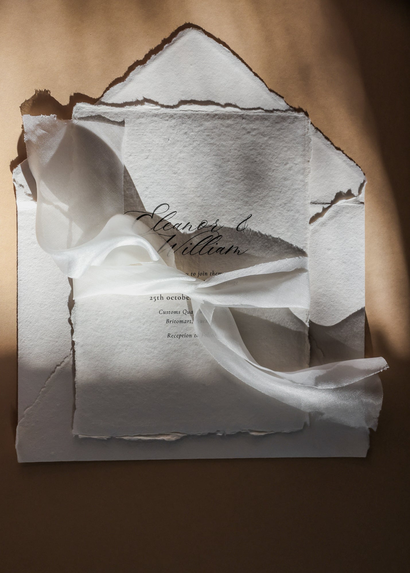 'Eleanor' Handmade Paper Wedding Stationery Invitation