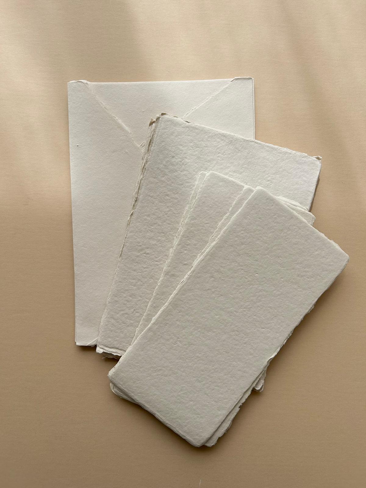 Beige deckle edge handmade cotton rag paper