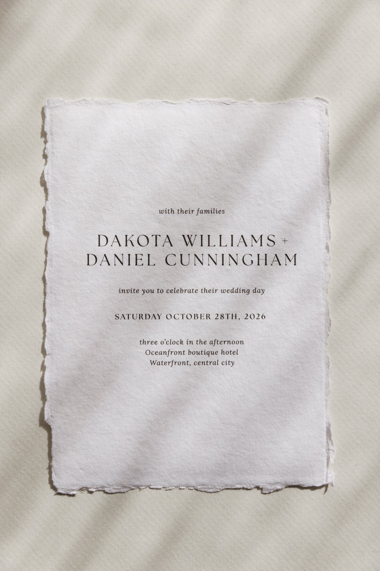 'Dakota' Handmade Paper Wedding Stationery Invitation