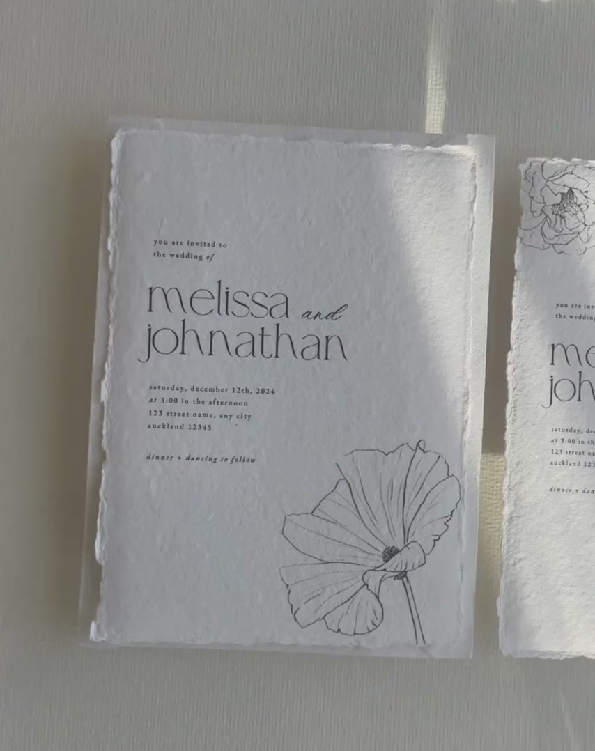'Melissa' Handmade Paper Wedding Stationery Invitation