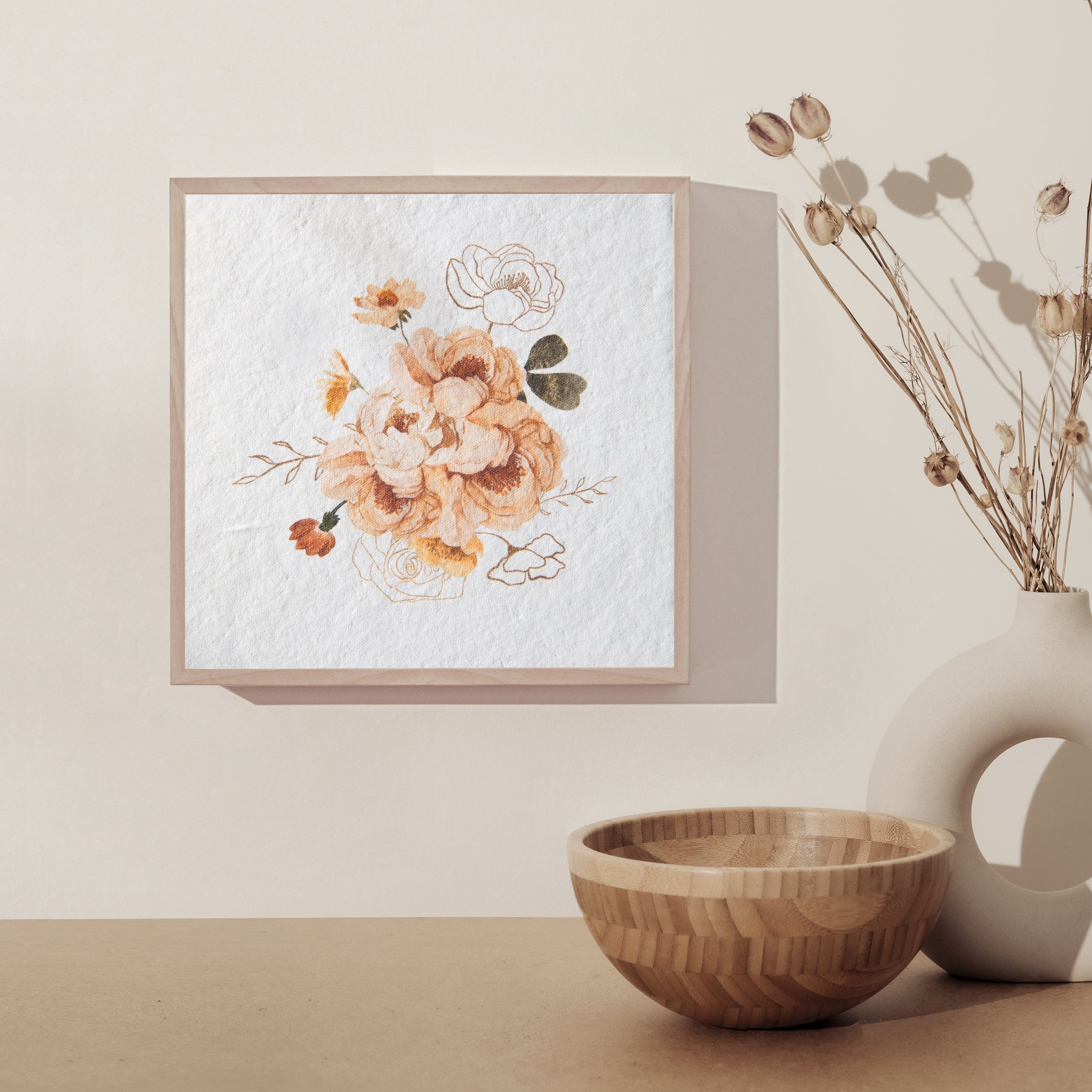 Autumn Flowers Bouquet Art Print No.1 - Feathers and Stone