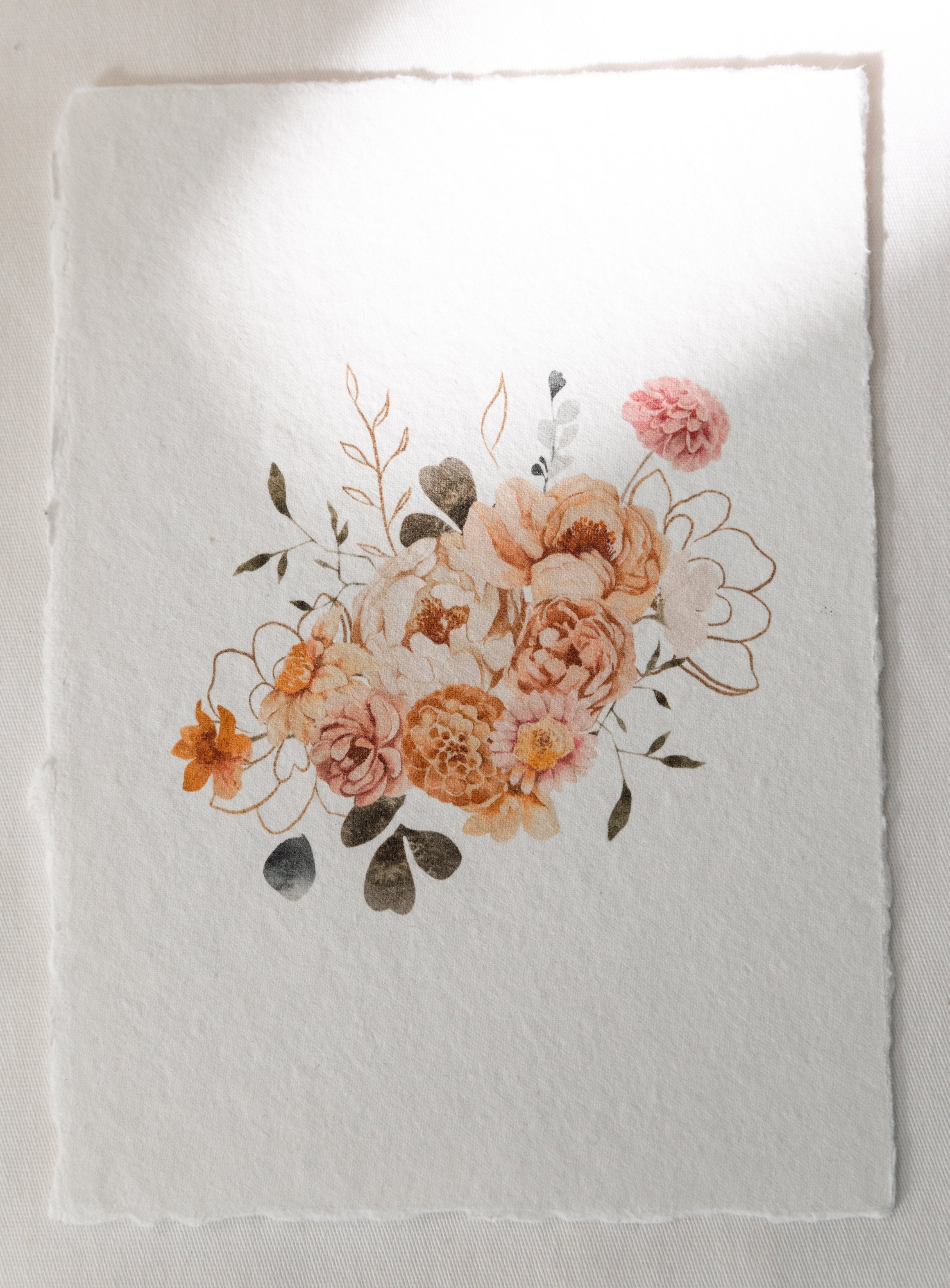 Autumn Flowers Bouquet Art Print No.2 - Feathers and Stone