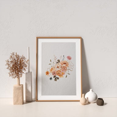 Autumn Flowers Bouquet Art Print No.2 - Feathers and Stone