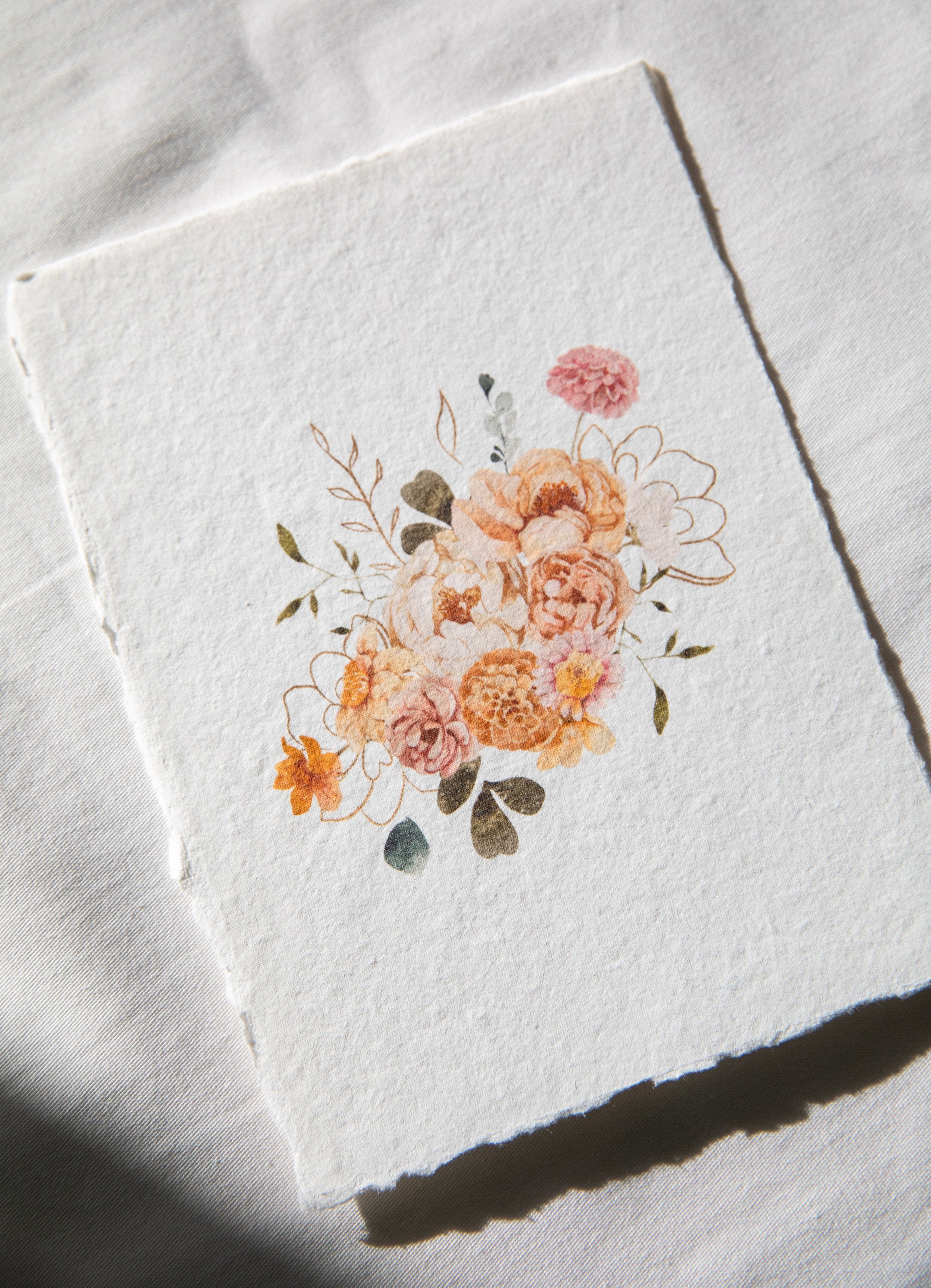 Autumn Flowers Bouquet Art Print No.2 - Feathers and Stone