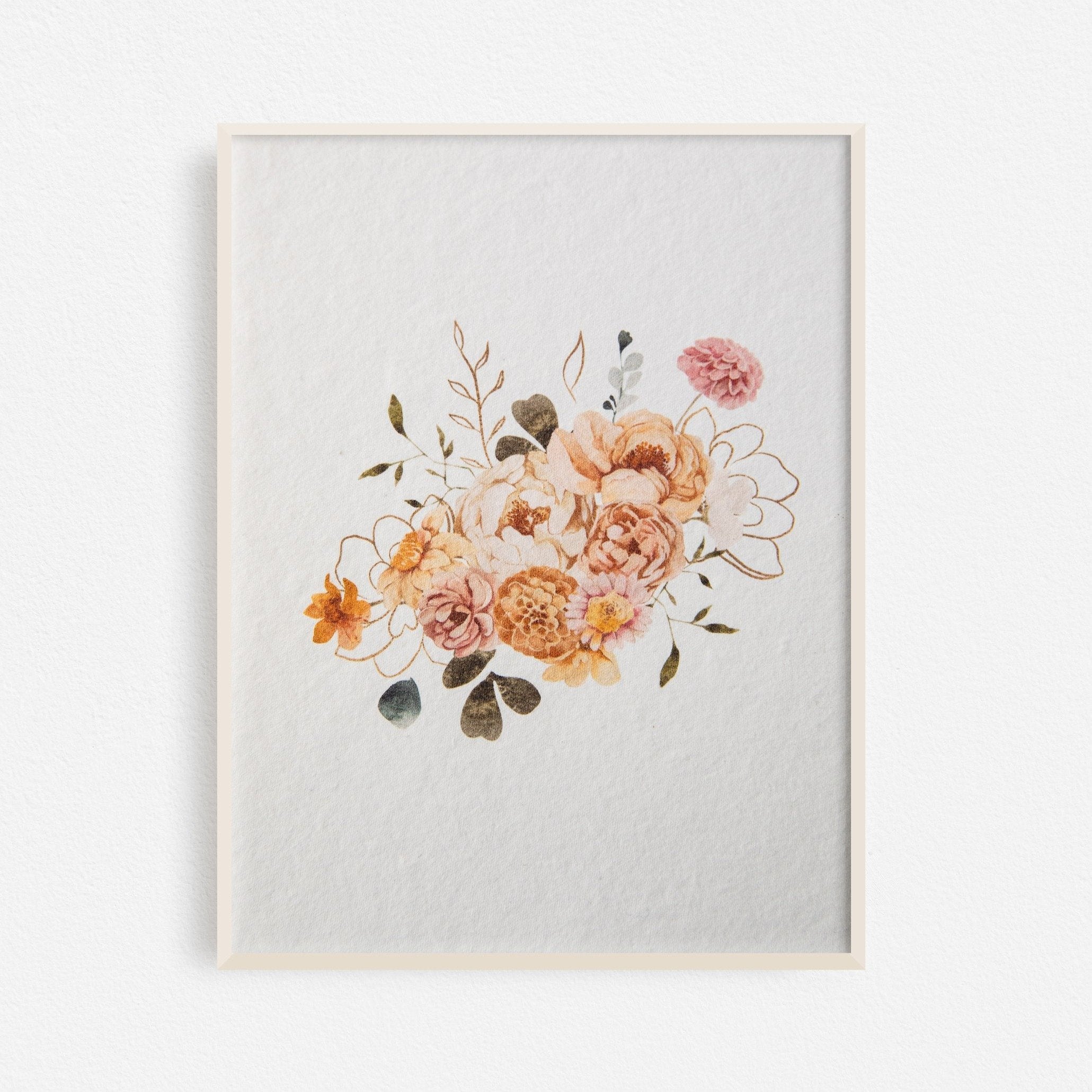 Autumn Flowers Bouquet Art Print No.2 - Feathers and Stone