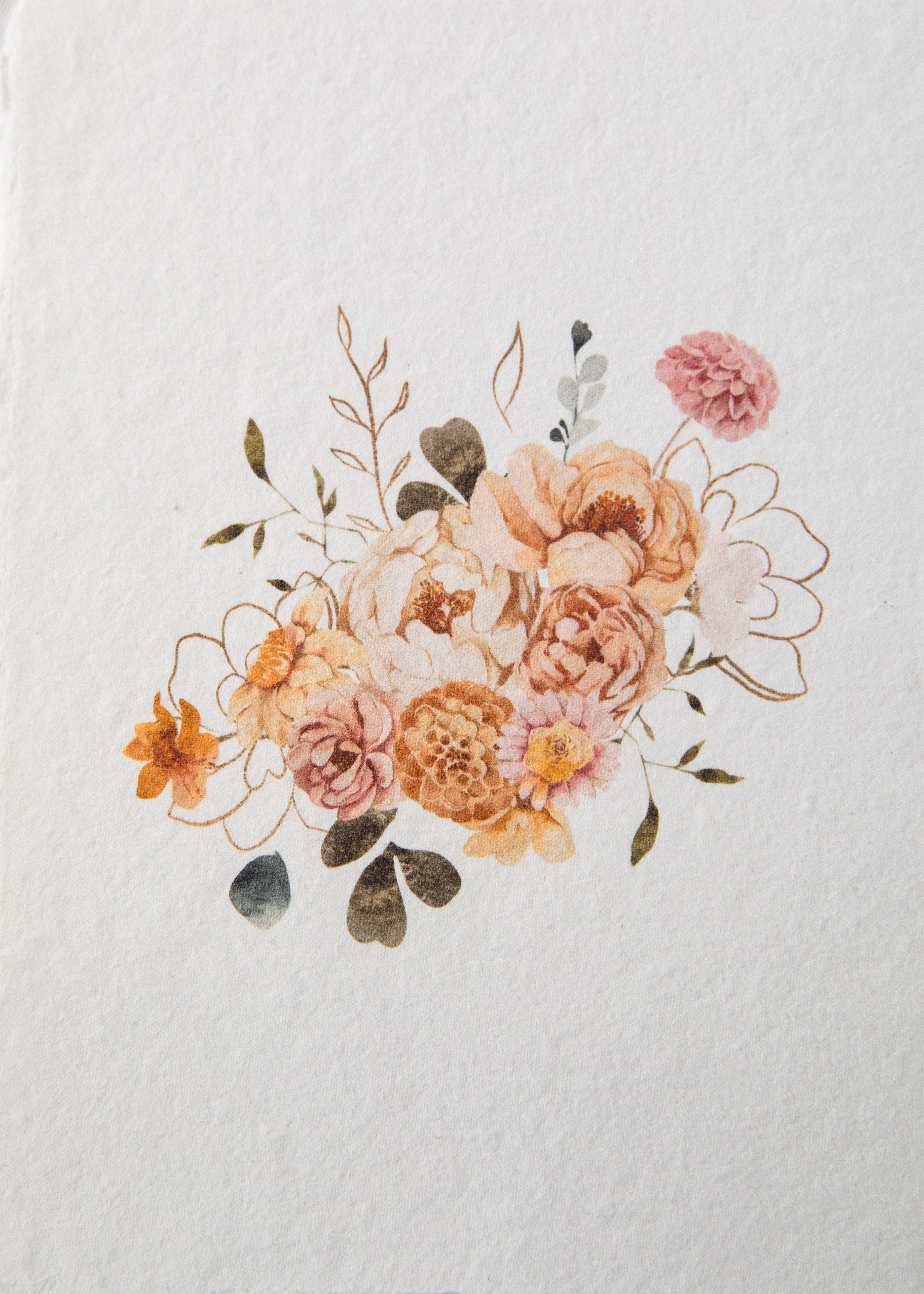 Autumn Flowers Bouquet Art Print No.2 - Feathers and Stone