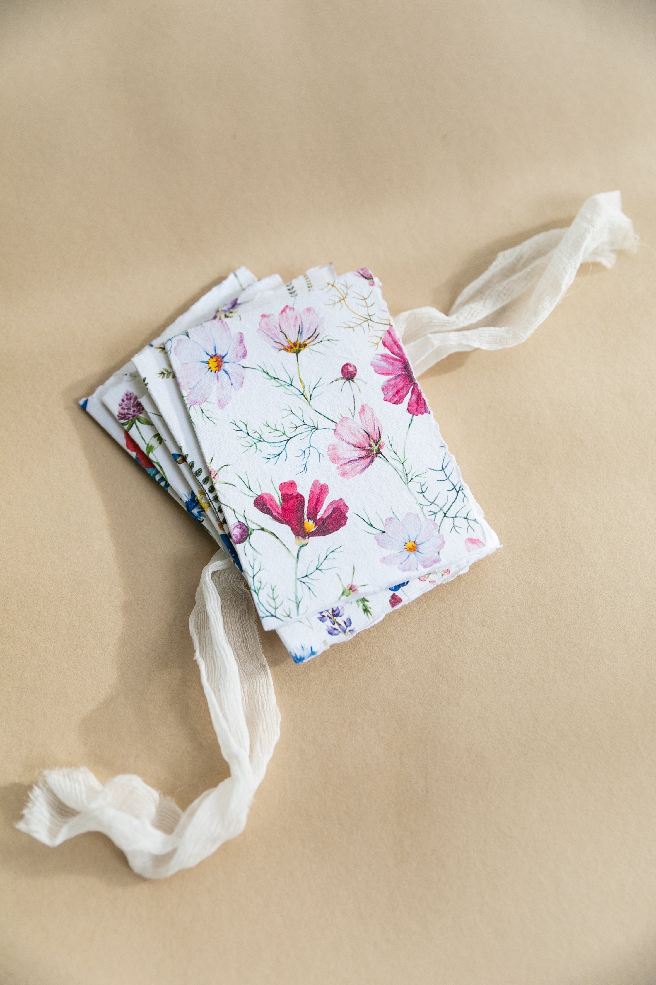 Floral Gift Cards on Handmade Cotton Rag Paper - Feathers and Stone