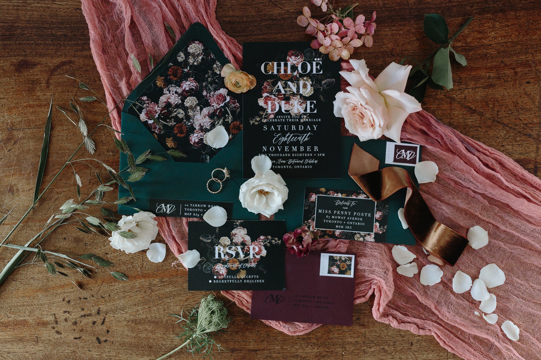 Moody Botanical Wedding Inspiration - Feathers and Stone