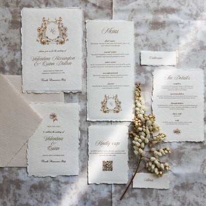 'Valentina' Handmade Paper Wedding Stationery Invitation