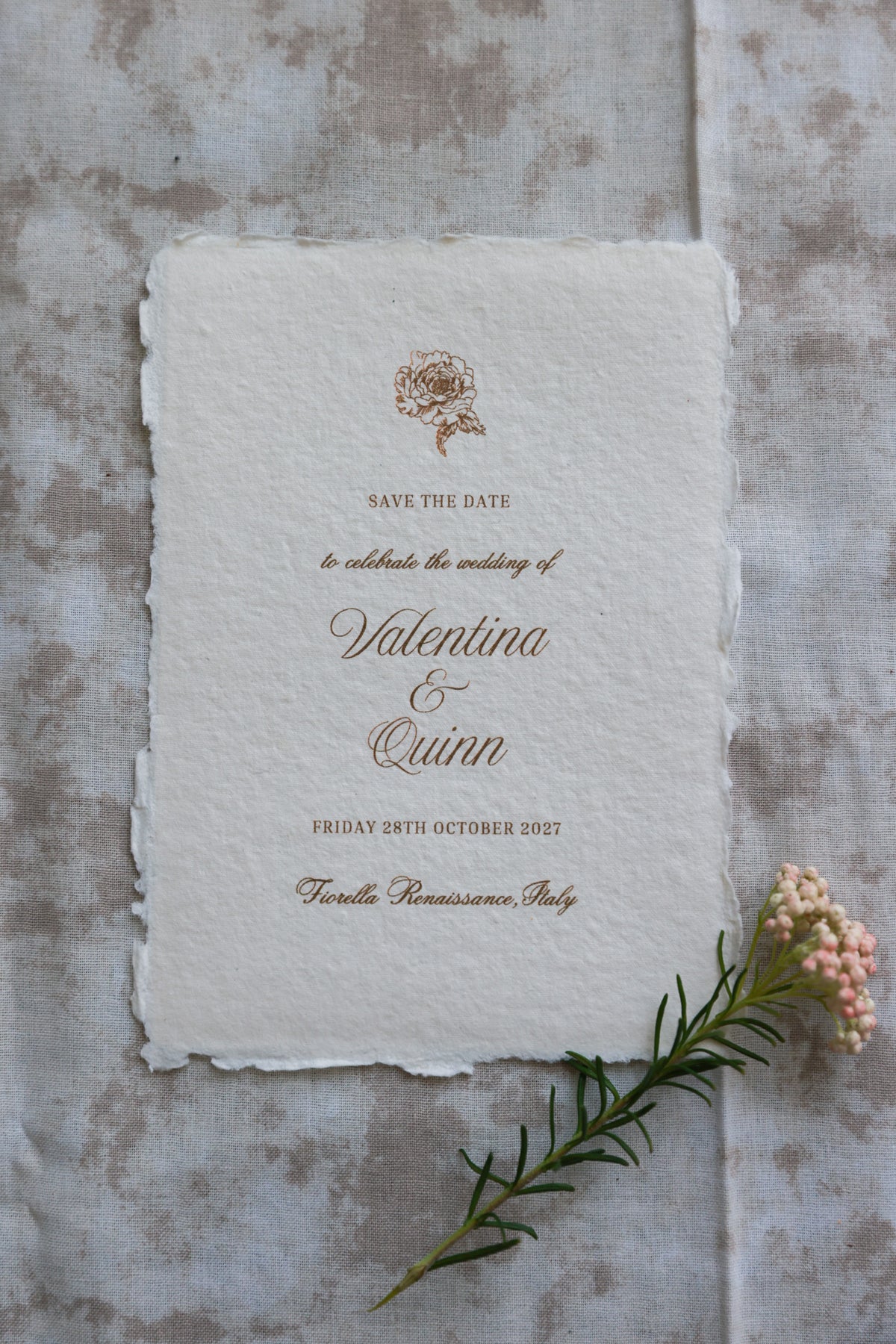 'Valentina' Handmade Paper Wedding Stationery Invitation