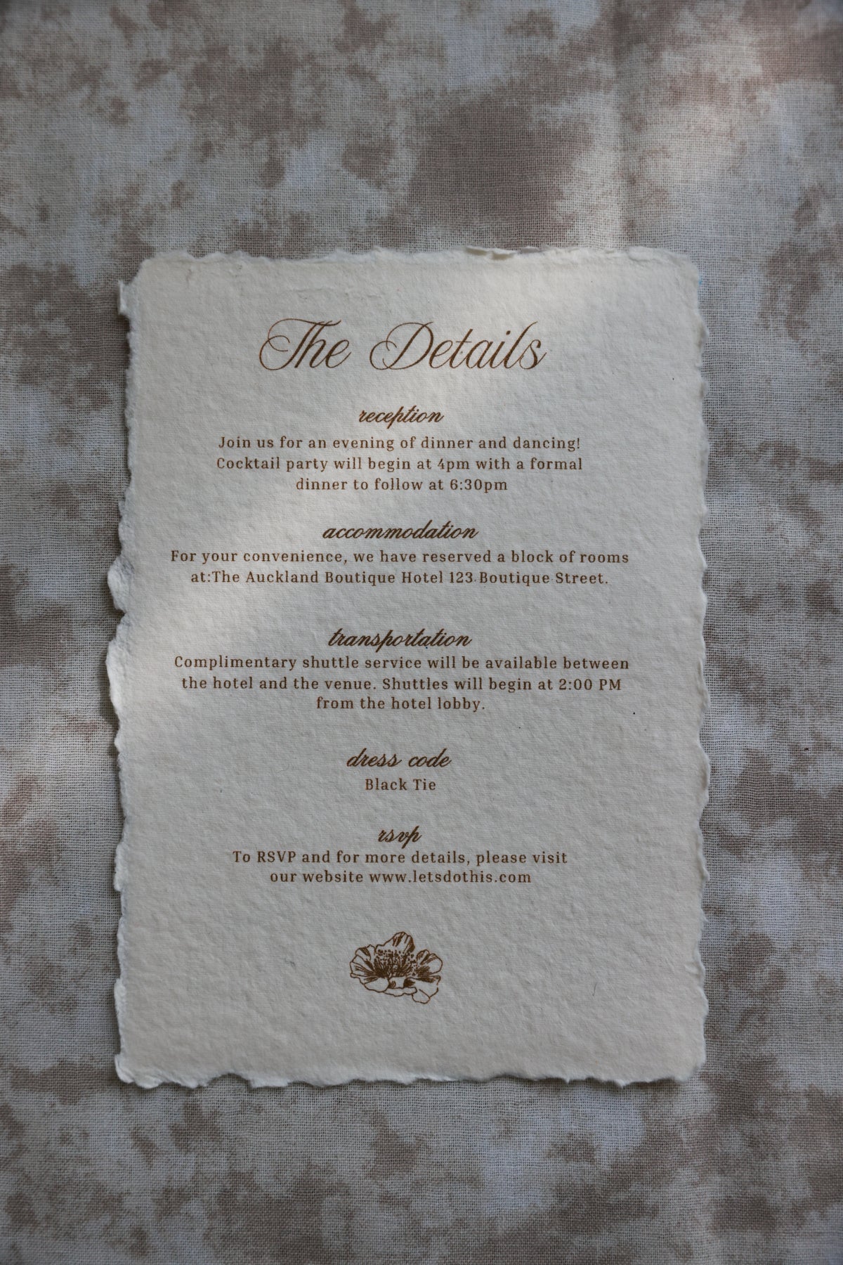 'Valentina' Handmade Paper Wedding Stationery Invitation