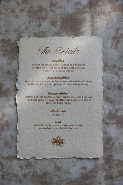 'Valentina' Handmade Paper Wedding Stationery Invitation