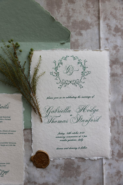 'Gabriella' Handmade Paper Wedding Stationery Invitation