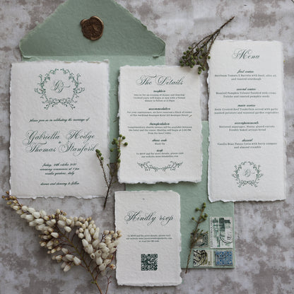 'Gabriella' Handmade Paper Wedding Stationery Invitation
