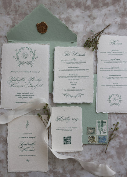 'Gabriella' Handmade Paper Wedding Stationery Invitation