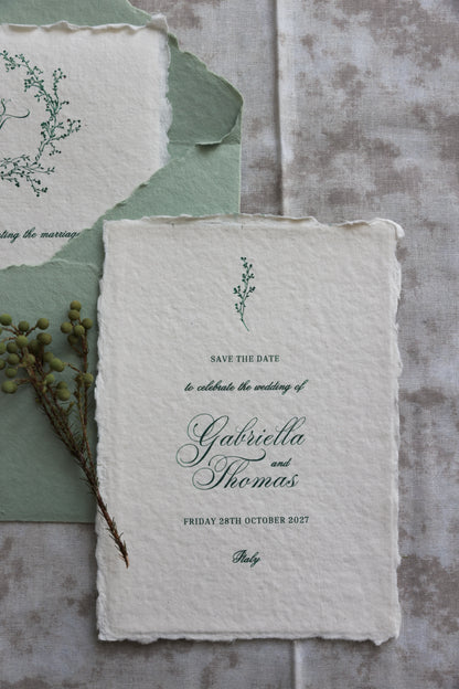 'Gabriella' Handmade Paper Wedding Stationery Invitation