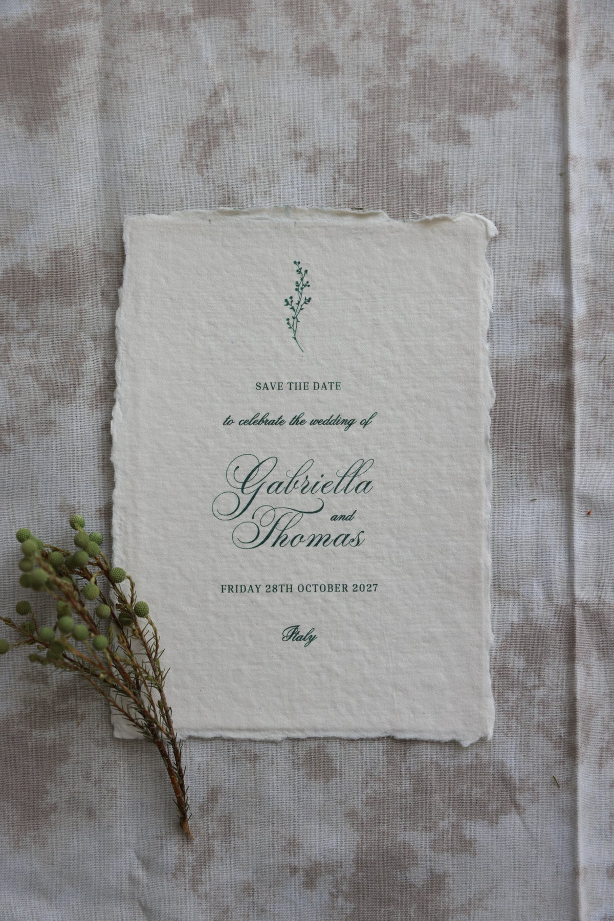 'Gabriella' Handmade Paper Wedding Stationery Invitation