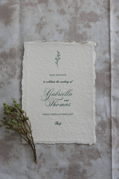 'Gabriella' Handmade Paper Wedding Stationery Invitation