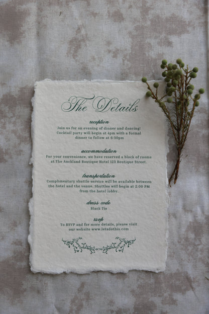 'Gabriella' Handmade Paper Wedding Stationery Invitation